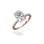 Fortuna Solitaire Long Cushion Engagement Ring in Rose Gold
