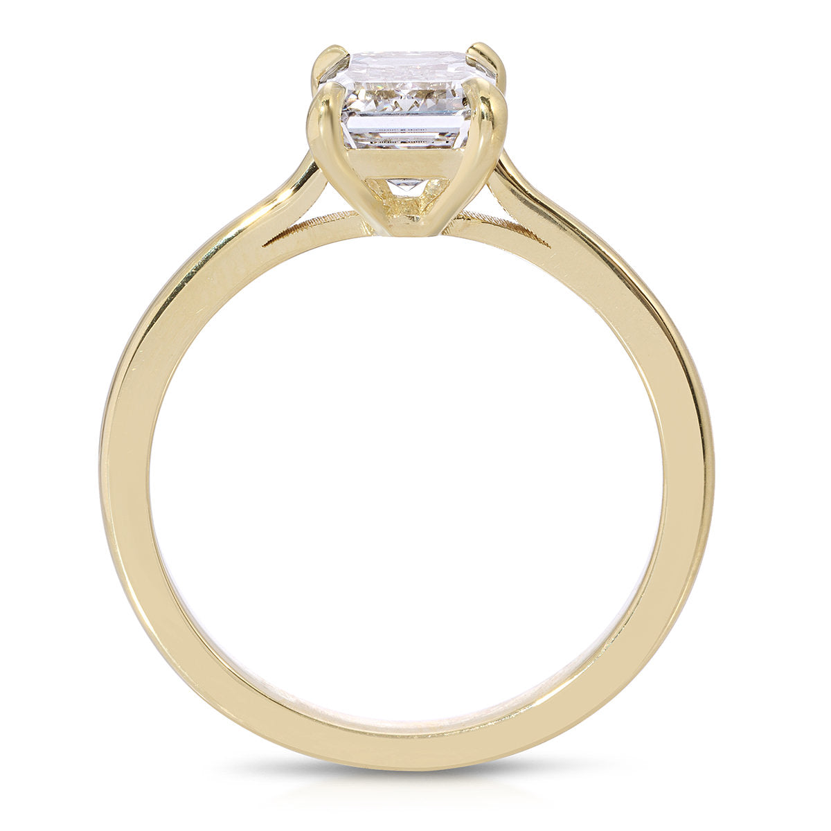 Gala Solitaire Emerald Engagement Ring in Yellow Gold