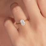 Gala Solitaire Emerald Engagement Ring in Yellow Gold