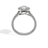 Classic Halo Cathedral 1.63 ct Oval Engagement Ring in White Gold - The Better Diamonds