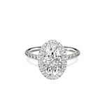 Classic Halo Cathedral 1.63 ct Oval Engagement Ring in White Gold - The Better Diamonds