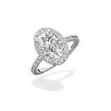 Classic Halo Cathedral 1.63 ct Oval Engagement Ring in White Gold - The Better Diamonds