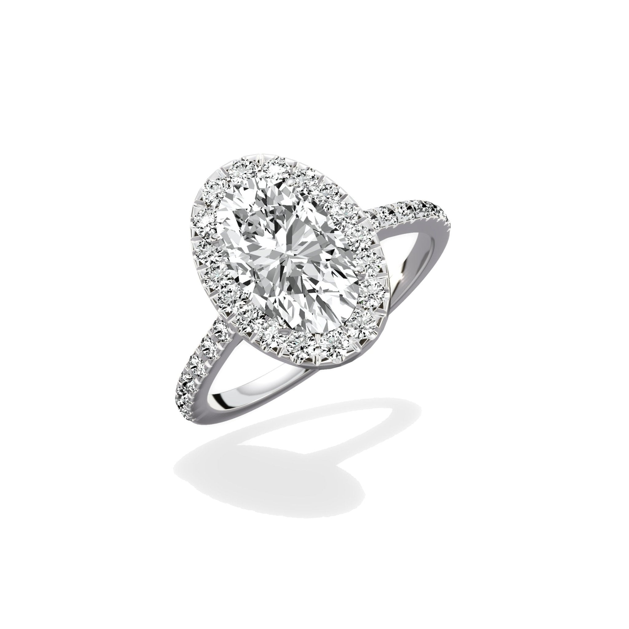 Classic Halo Cathedral 1.63 ct Oval Engagement Ring in White Gold - The Better Diamonds