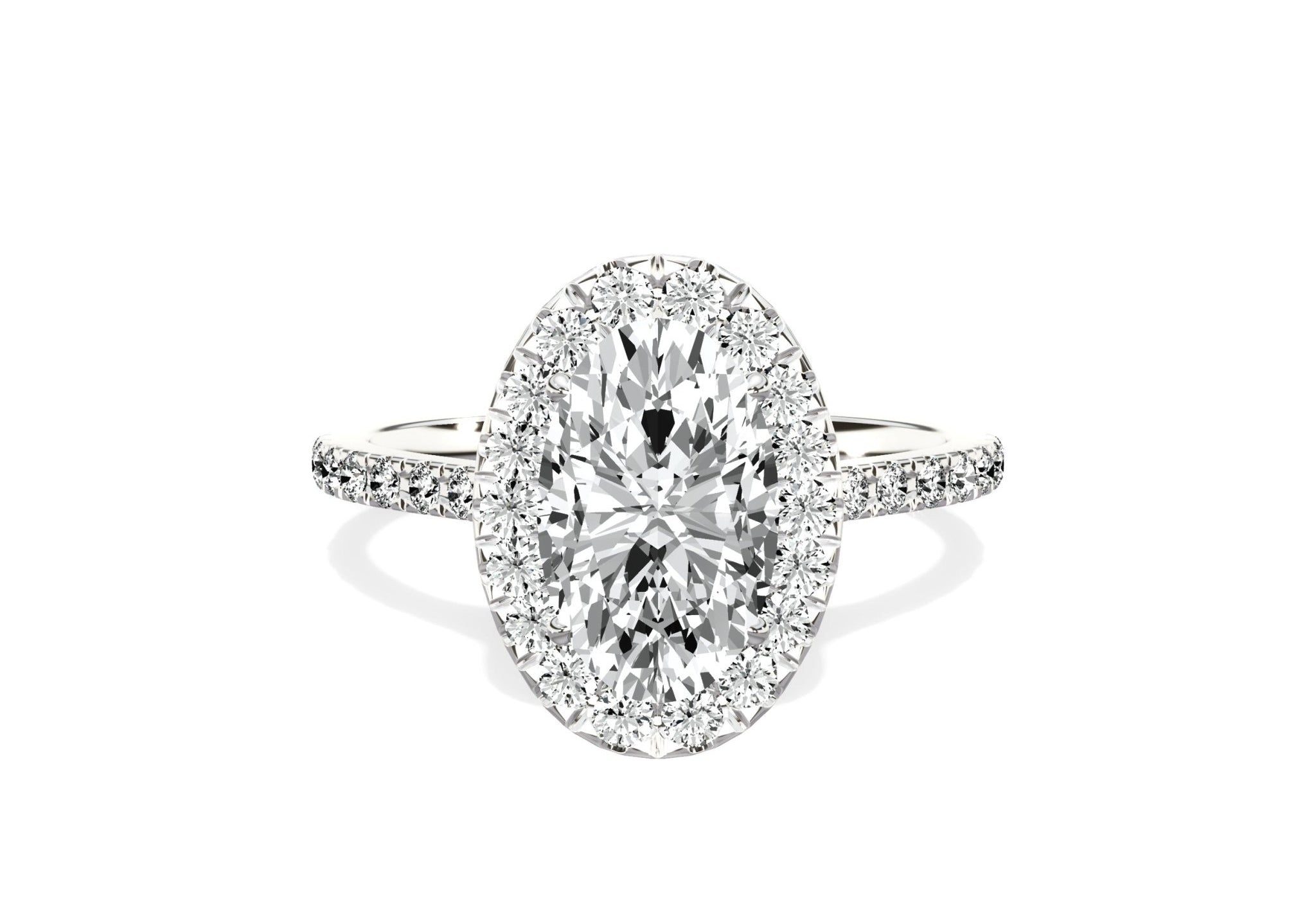 Classic Halo Cathedral 1.63 ct Oval Engagement Ring in White Gold - The Better Diamonds