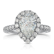 Traditional Halo Pave Pear Engagement Ring in White Gold