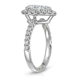 Traditional Halo Pave Pear Engagement Ring in White Gold