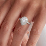 Traditional Halo Pave Pear Engagement Ring in White Gold