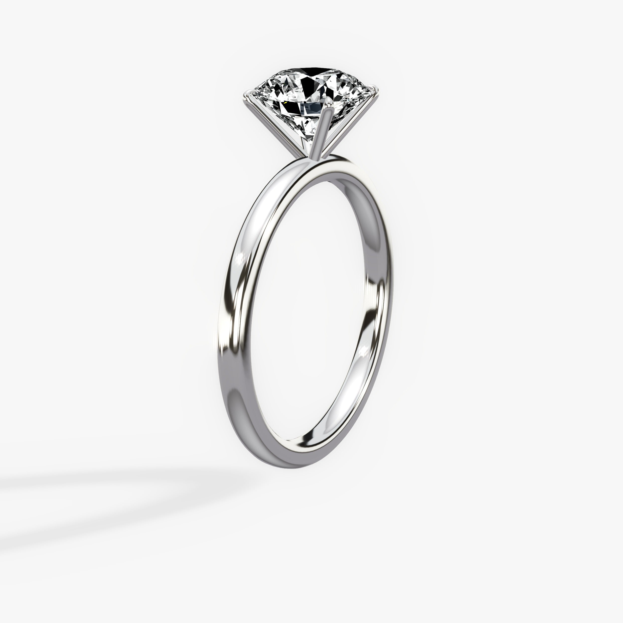 Paris Solitaire Round Engagement Ring in White Gold