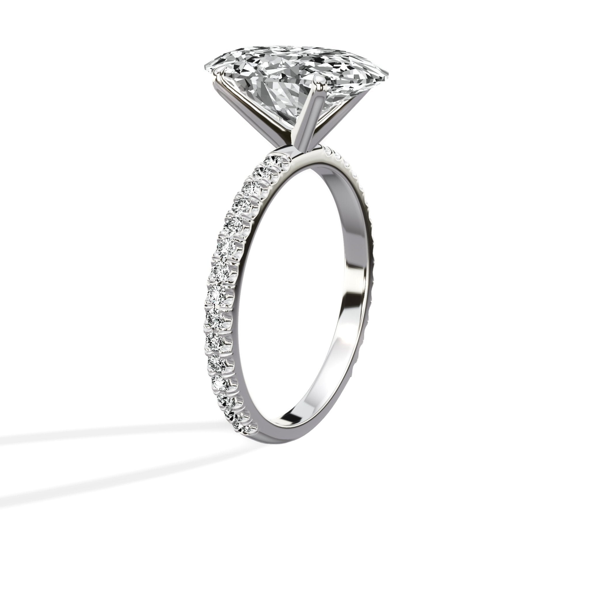 Classic Pave Solitaire 2.59 ct Oval Engagement Ring in White Gold - The Better Diamonds