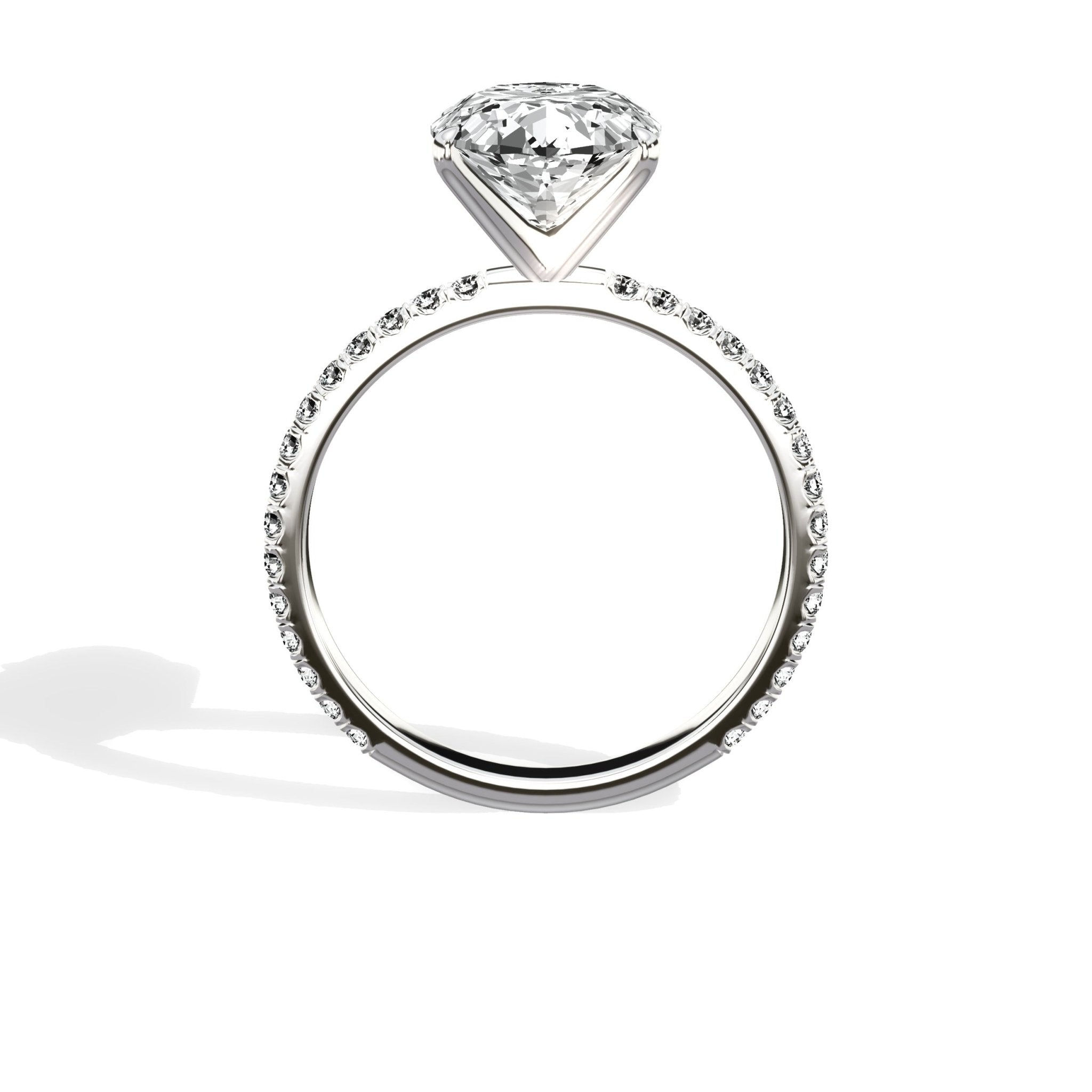 Classic Pave Solitaire 2.59 ct Oval Engagement Ring in White Gold - The Better Diamonds