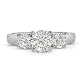 Signiture Three Stone Round Engagement Ring in White Gold