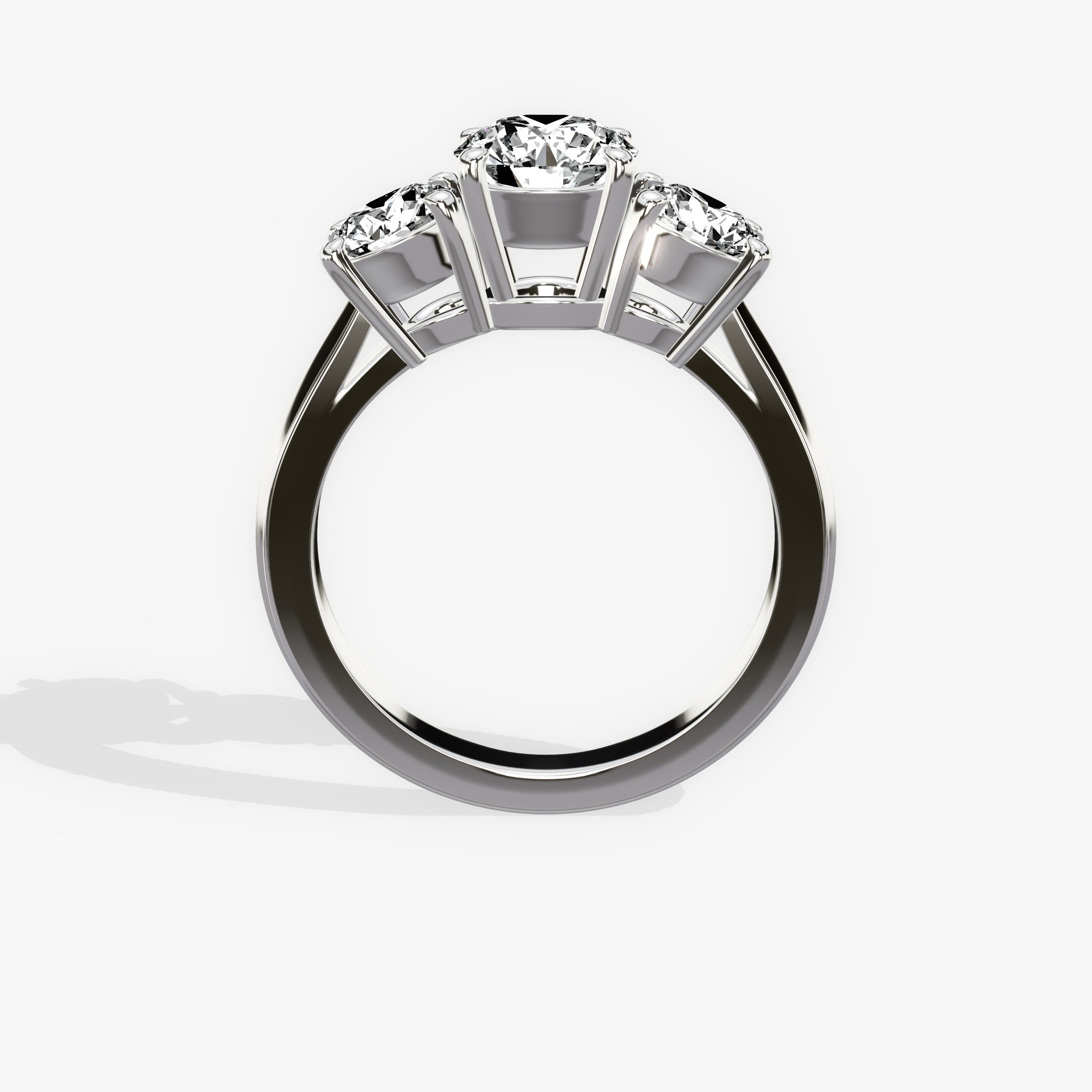 Signature Three Stone Round Engagement Ring in White Gold