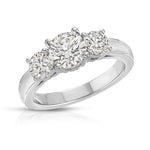 Signiture Three Stone Round Engagement Ring in White Gold