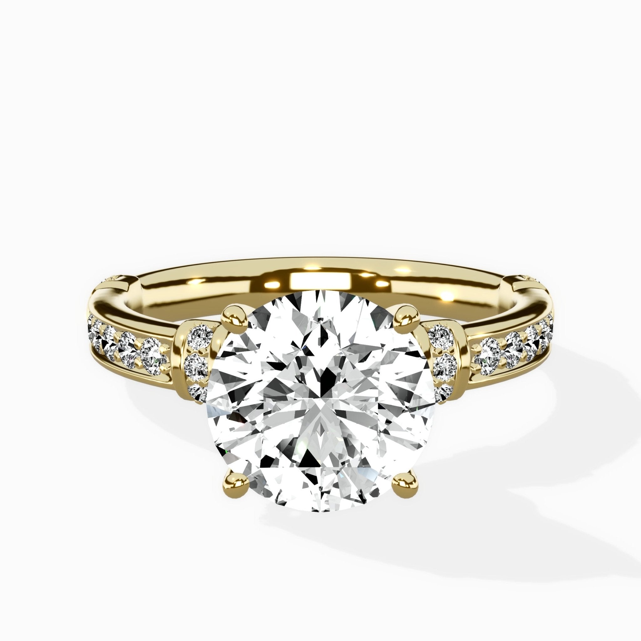 Detailed Band Hidden Halo Solitaire Ring Engagement Ring - The Better Diamonds
