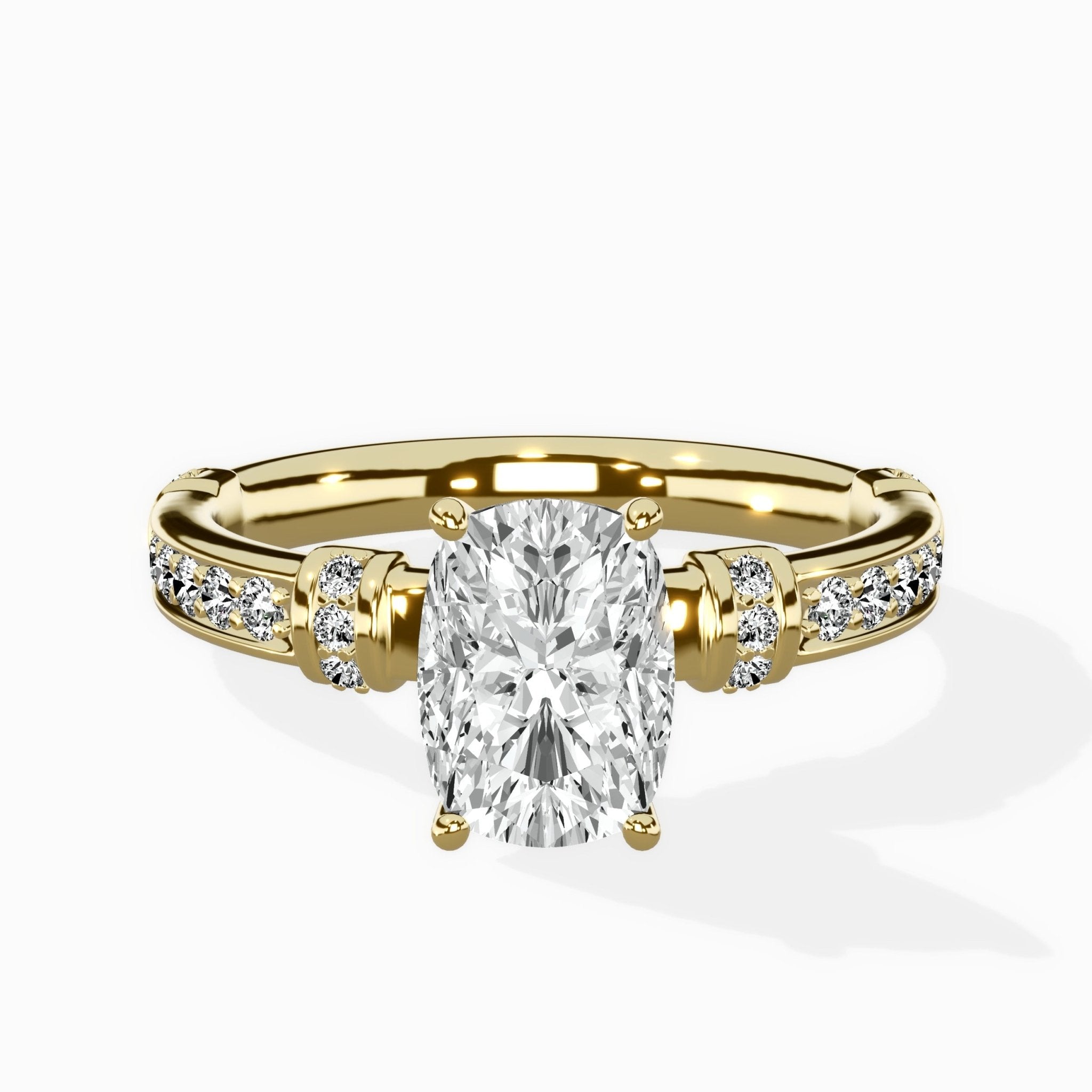 Detailed Band Hidden Halo Solitaire Ring Engagement Ring - The Better Diamonds