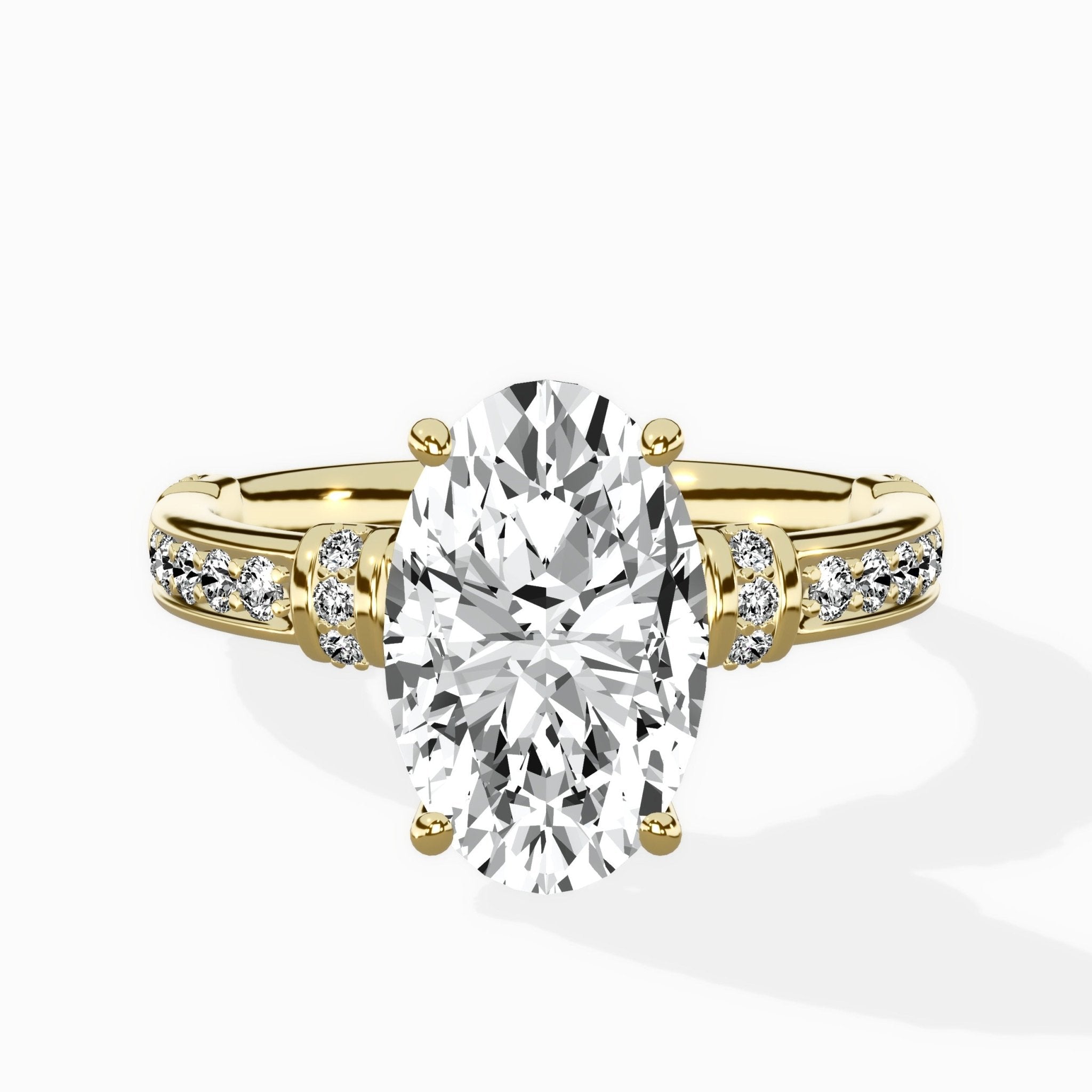 Detailed Band Hidden Halo Solitaire Ring Engagement Ring - The Better Diamonds