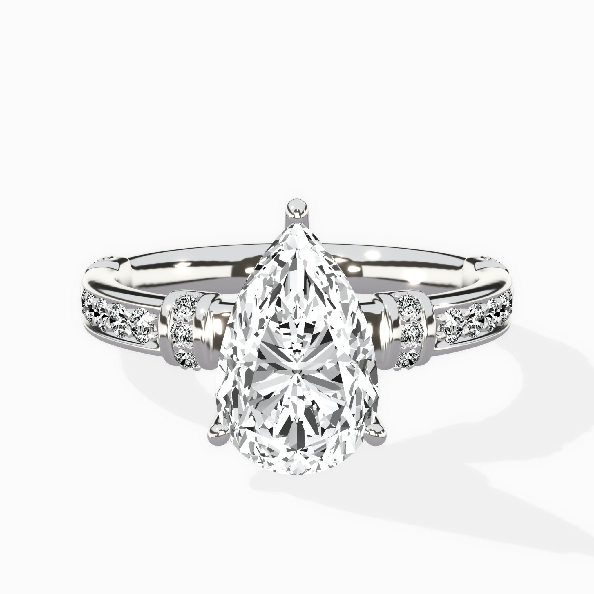 Detailed Band Hidden Halo Solitaire Ring Engagement Ring - The Better Diamonds