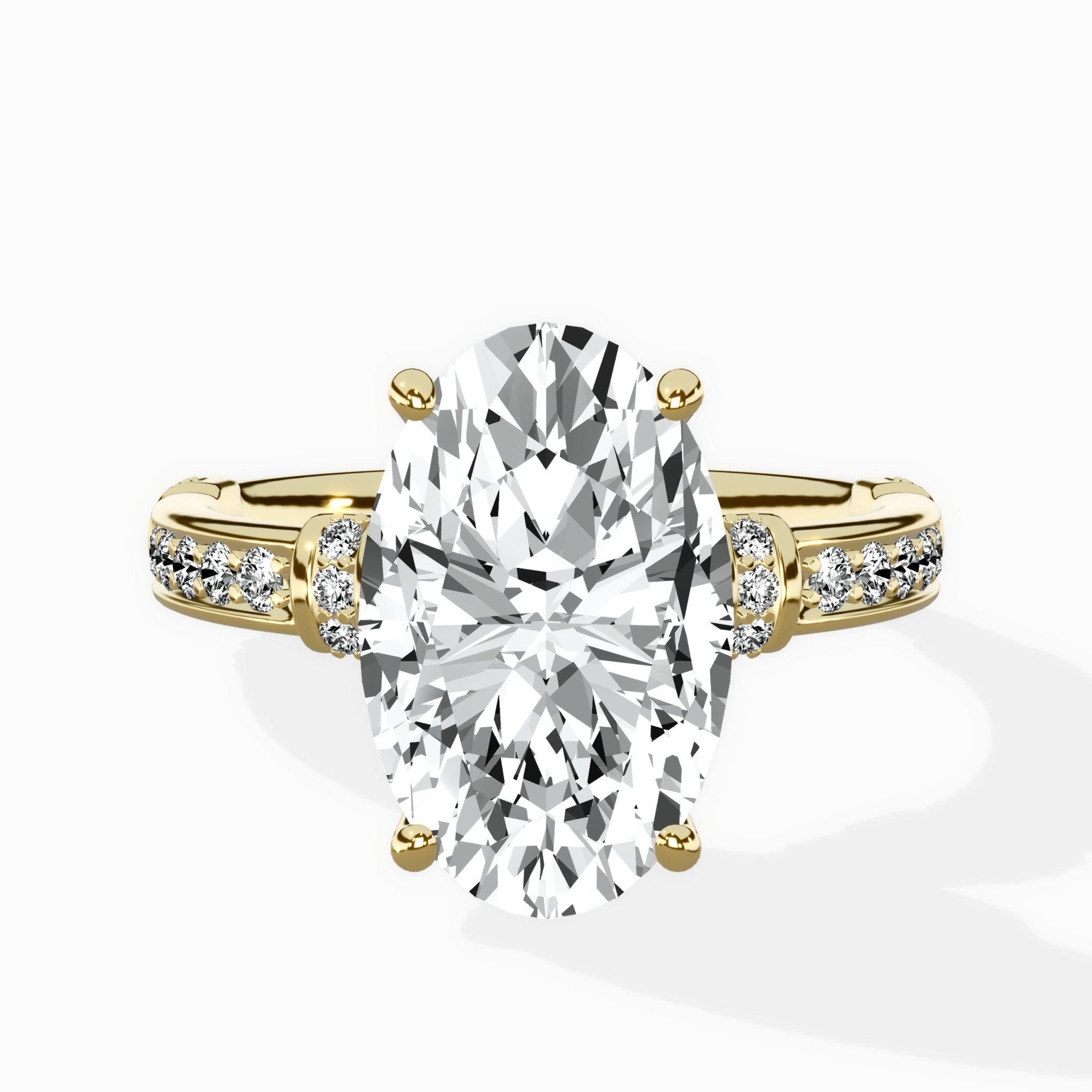 Detailed Band Hidden Halo Solitaire Ring Engagement Ring - The Better Diamonds