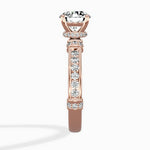Detailed Band Hidden Halo Solitaire Ring Engagement Ring - The Better Diamonds