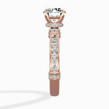 Detailed Band Hidden Halo Solitaire Ring Engagement Ring - The Better Diamonds