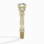 Detailed Band Hidden Halo Solitaire Ring Engagement Ring - The Better Diamonds
