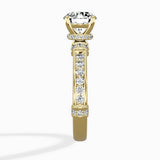 Detailed Band Hidden Halo Solitaire Ring Engagement Ring - The Better Diamonds