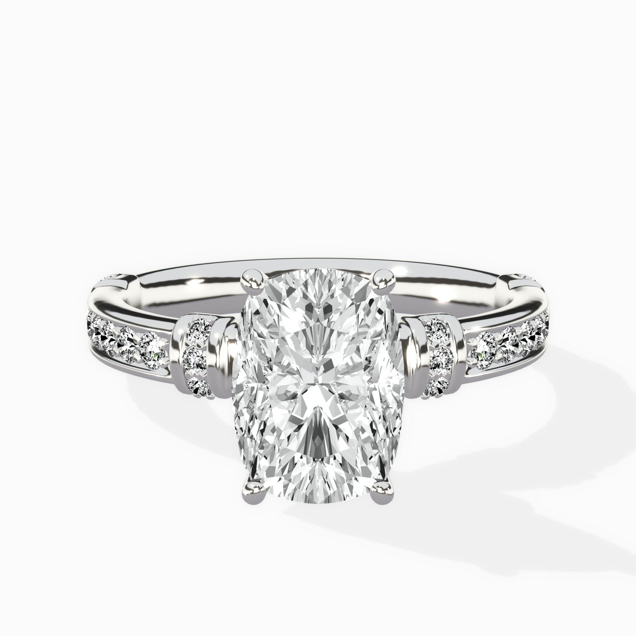 Detailed Band Hidden Halo Solitaire Ring Engagement Ring - The Better Diamonds