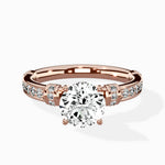 Detailed Band Hidden Halo Solitaire Ring Engagement Ring - The Better Diamonds