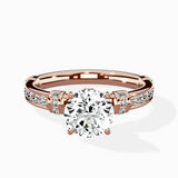 Detailed Band Hidden Halo Solitaire Ring Engagement Ring - The Better Diamonds