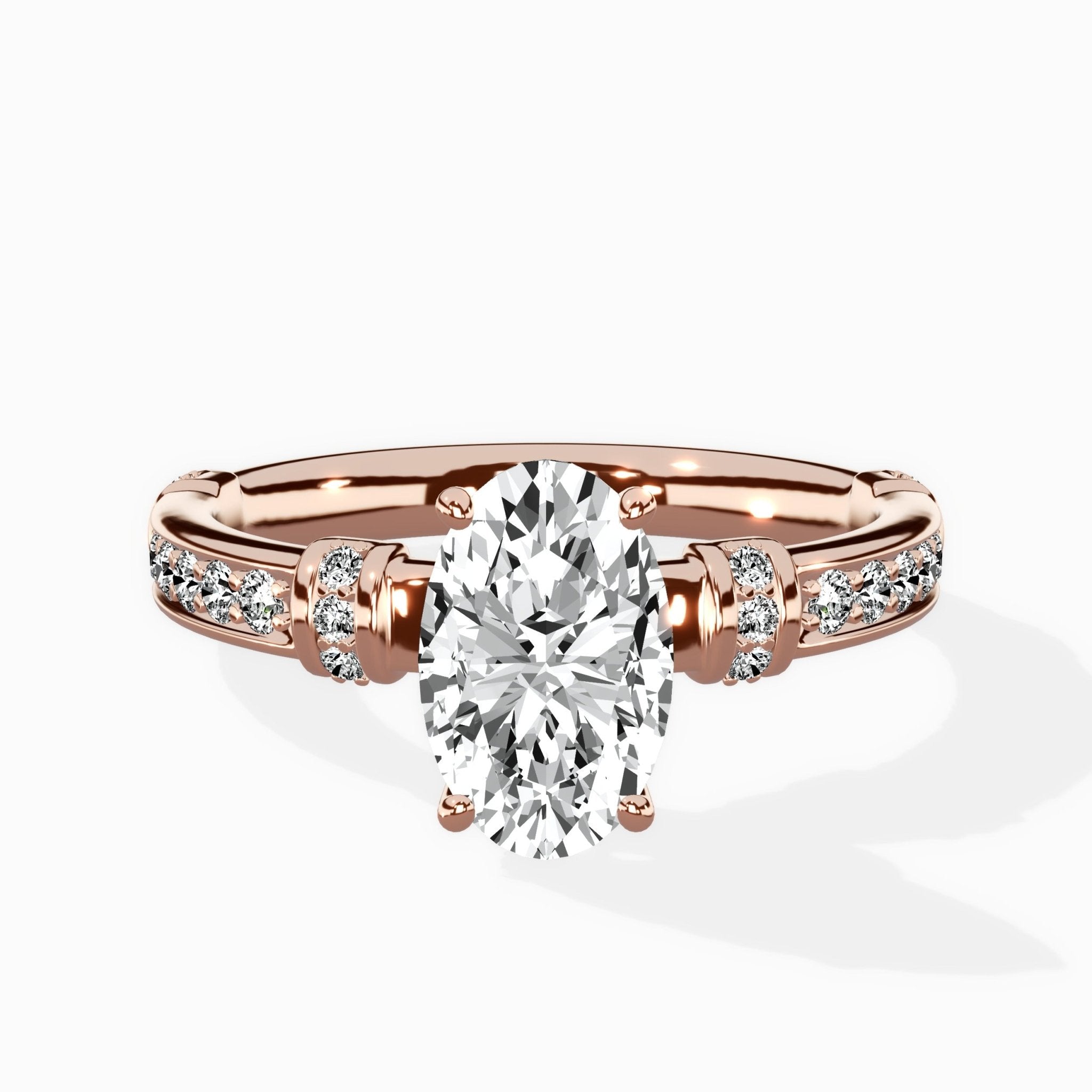 Detailed Band Hidden Halo Solitaire Ring Engagement Ring - The Better Diamonds