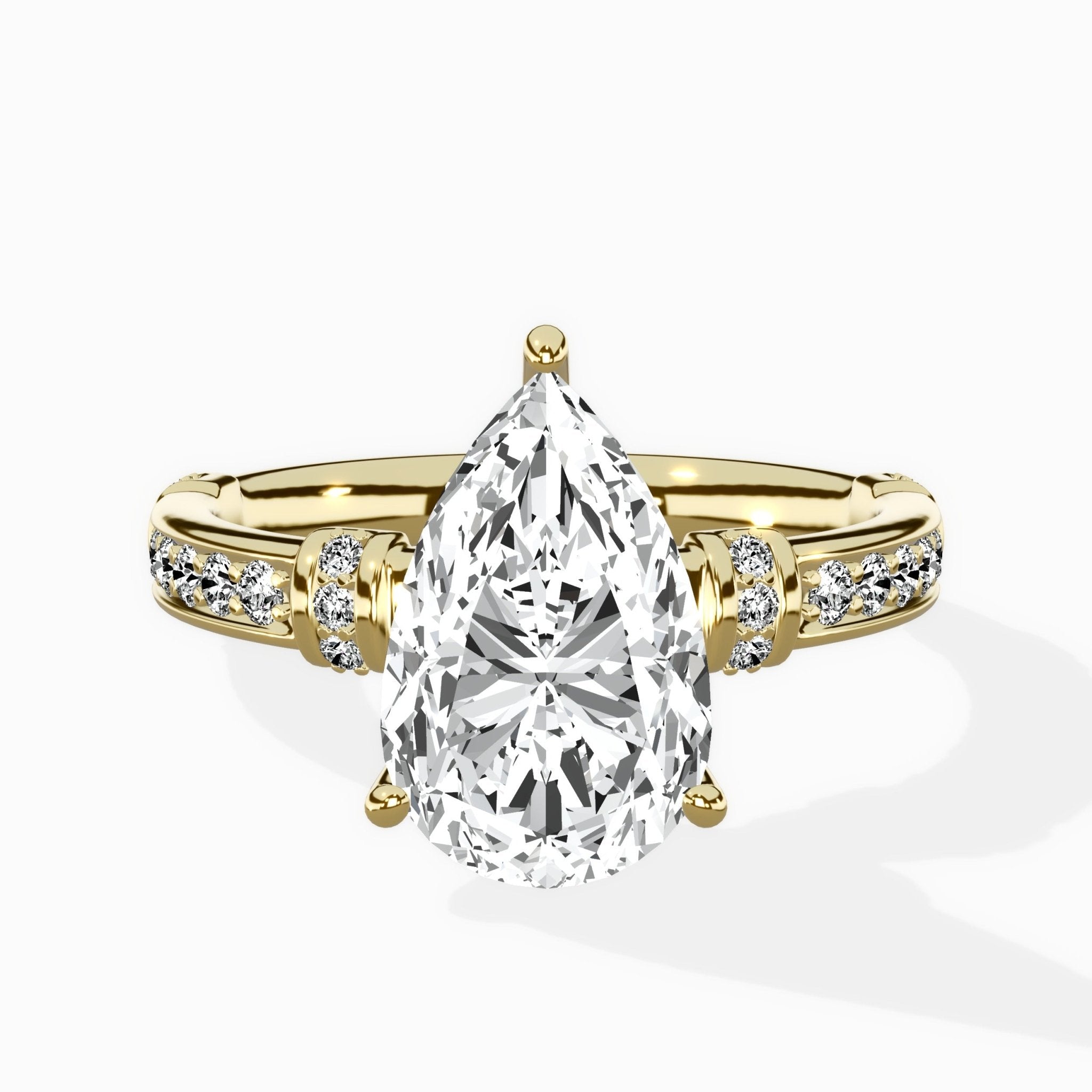 Detailed Band Hidden Halo Solitaire Ring Engagement Ring - The Better Diamonds
