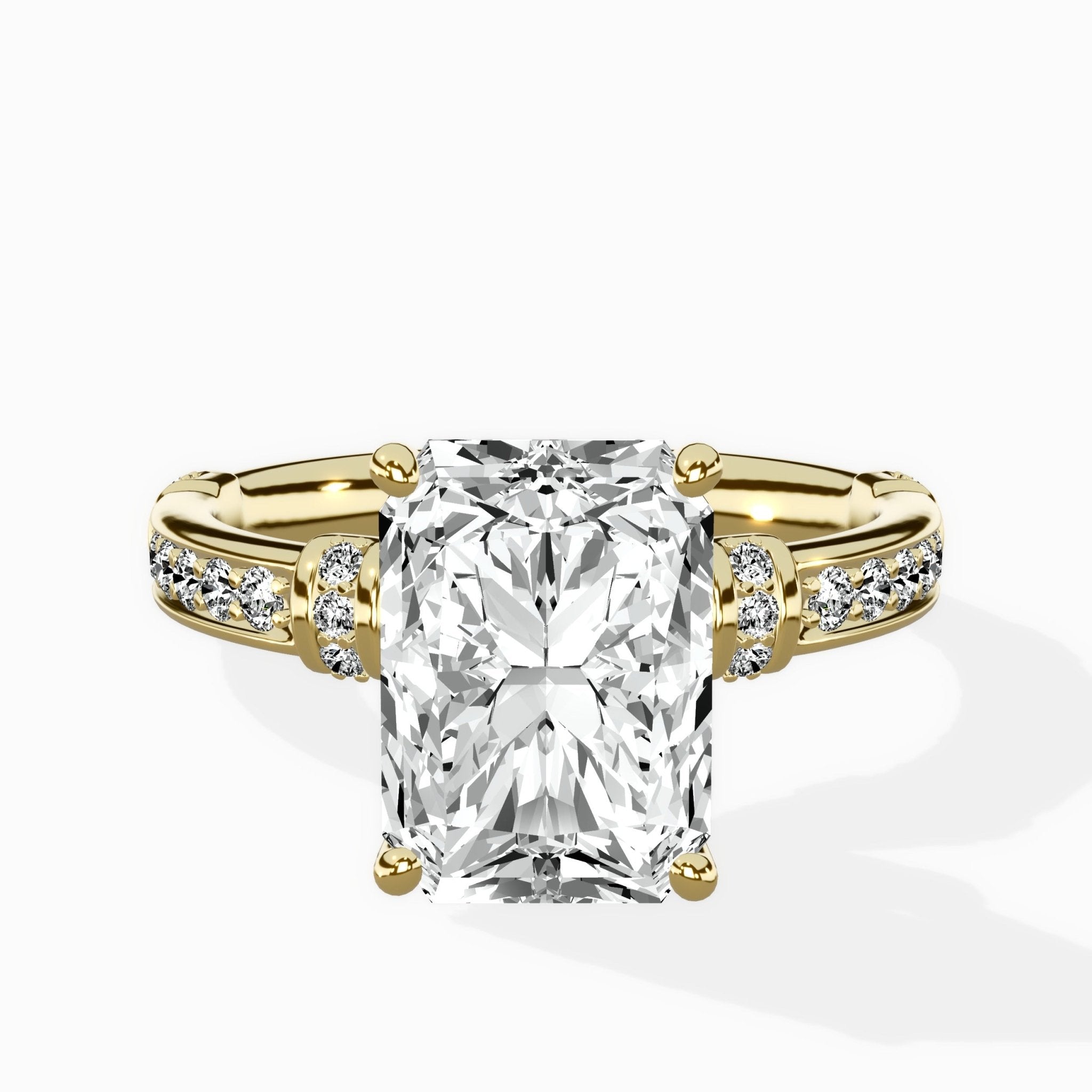 Detailed Band Hidden Halo Solitaire Ring Engagement Ring - The Better Diamonds