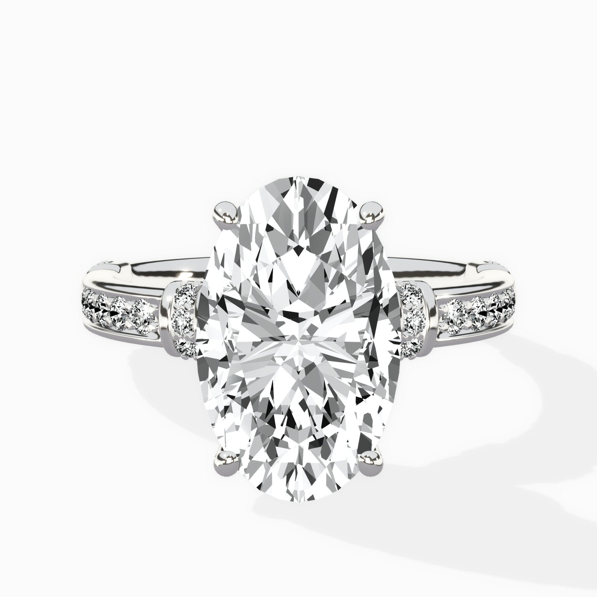 Detailed Band Hidden Halo Solitaire Ring Engagement Ring - The Better Diamonds