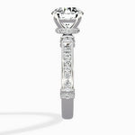 Detailed Band Hidden Halo Solitaire Ring Engagement Ring - The Better Diamonds