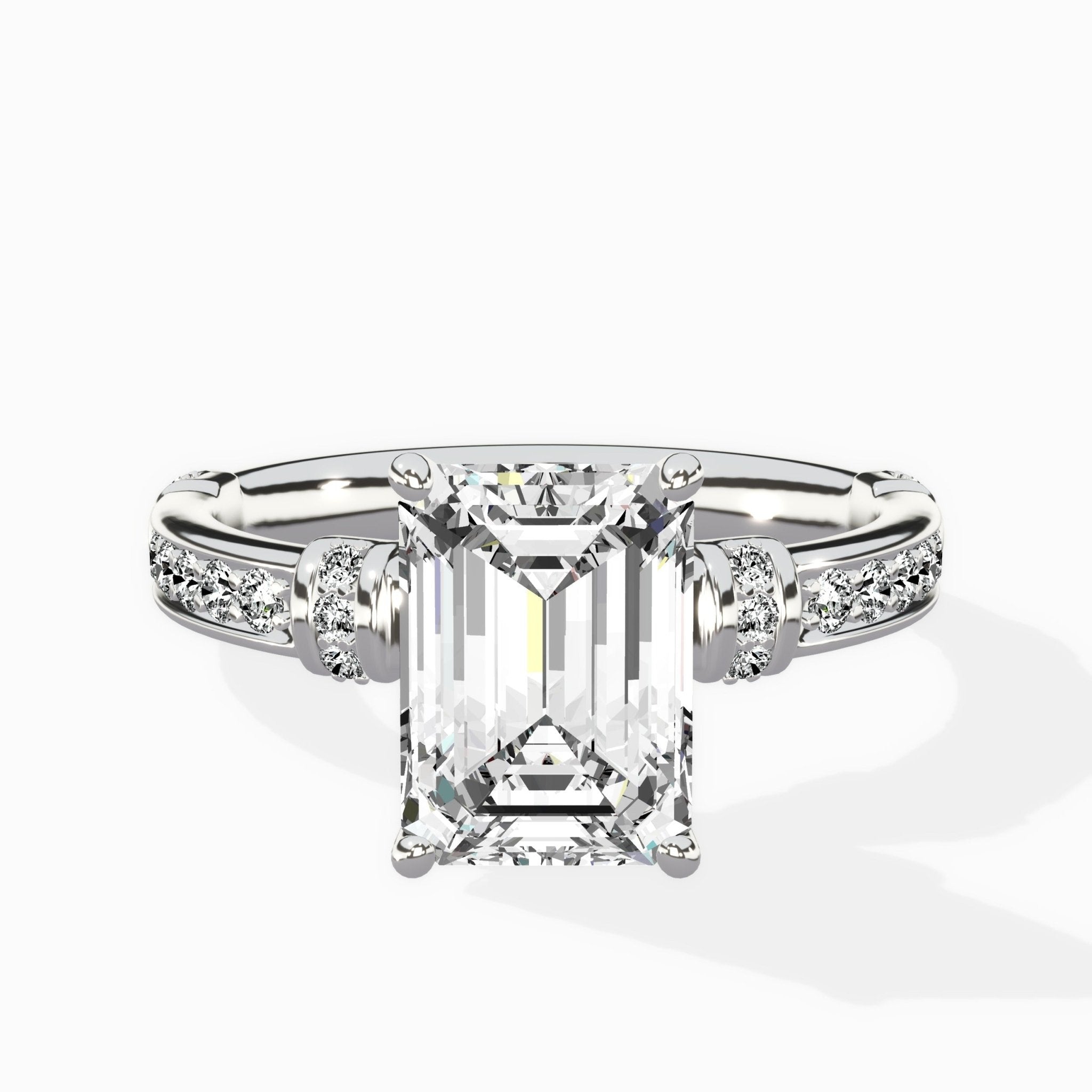 Detailed Band Hidden Halo Solitaire Ring Engagement Ring - The Better Diamonds