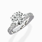 Detailed Band Hidden Halo Solitaire Ring Engagement Ring - The Better Diamonds