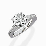 Detailed Band Hidden Halo Solitaire Ring Engagement Ring - The Better Diamonds