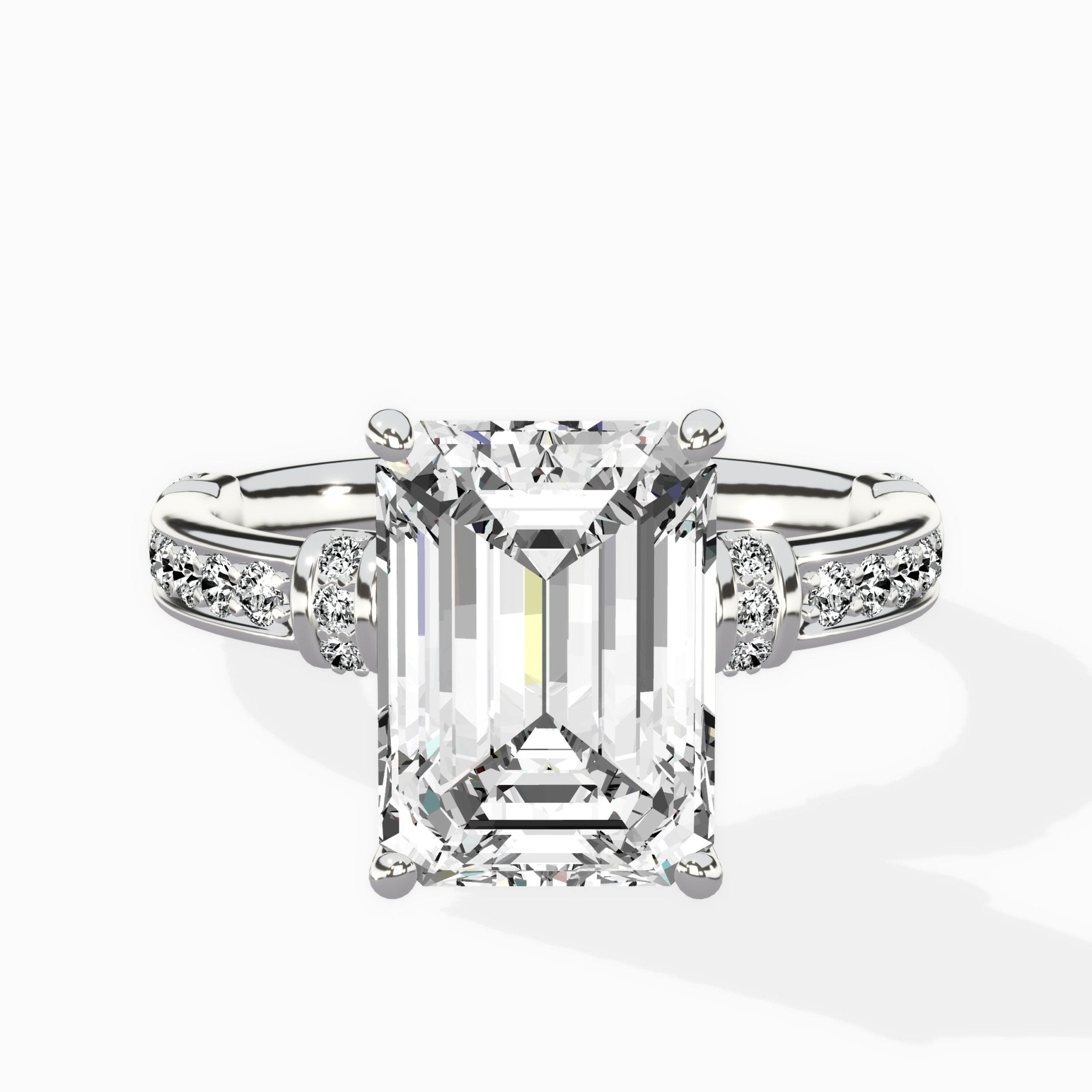 Detailed Band Hidden Halo Solitaire Ring Engagement Ring - The Better Diamonds