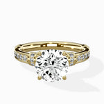 Detailed Band Hidden Halo Solitaire Ring Engagement Ring - The Better Diamonds