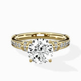 Detailed Band Hidden Halo Solitaire Ring Engagement Ring - The Better Diamonds