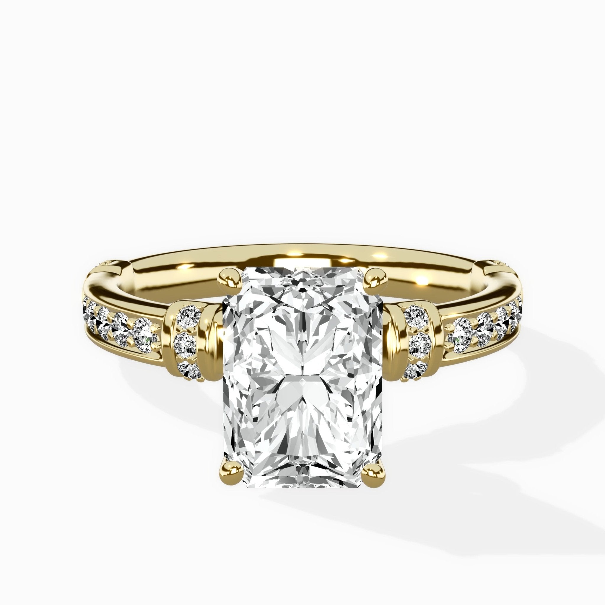 Detailed Band Hidden Halo Solitaire Ring Engagement Ring - The Better Diamonds