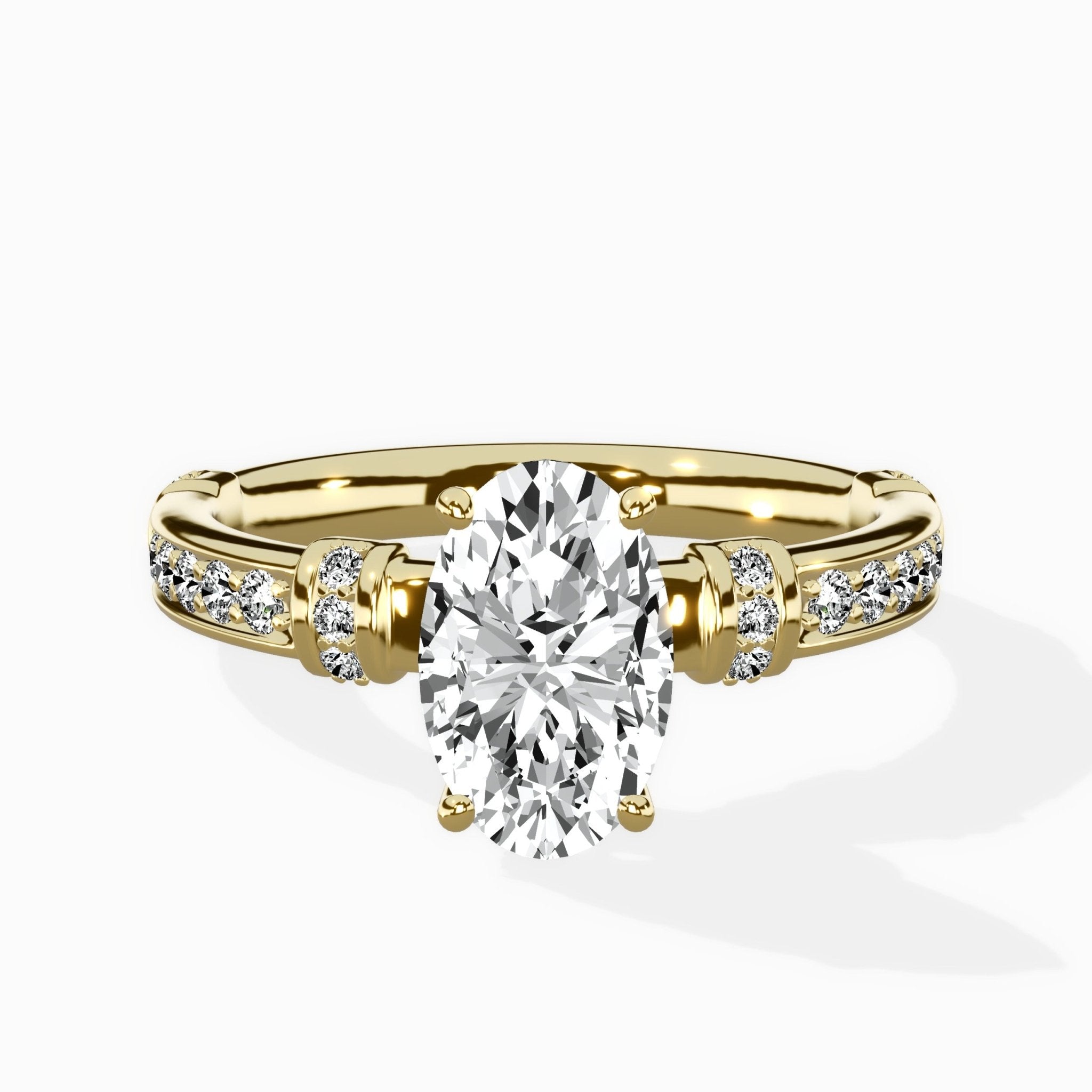 Detailed Band Hidden Halo Solitaire Ring Engagement Ring - The Better Diamonds