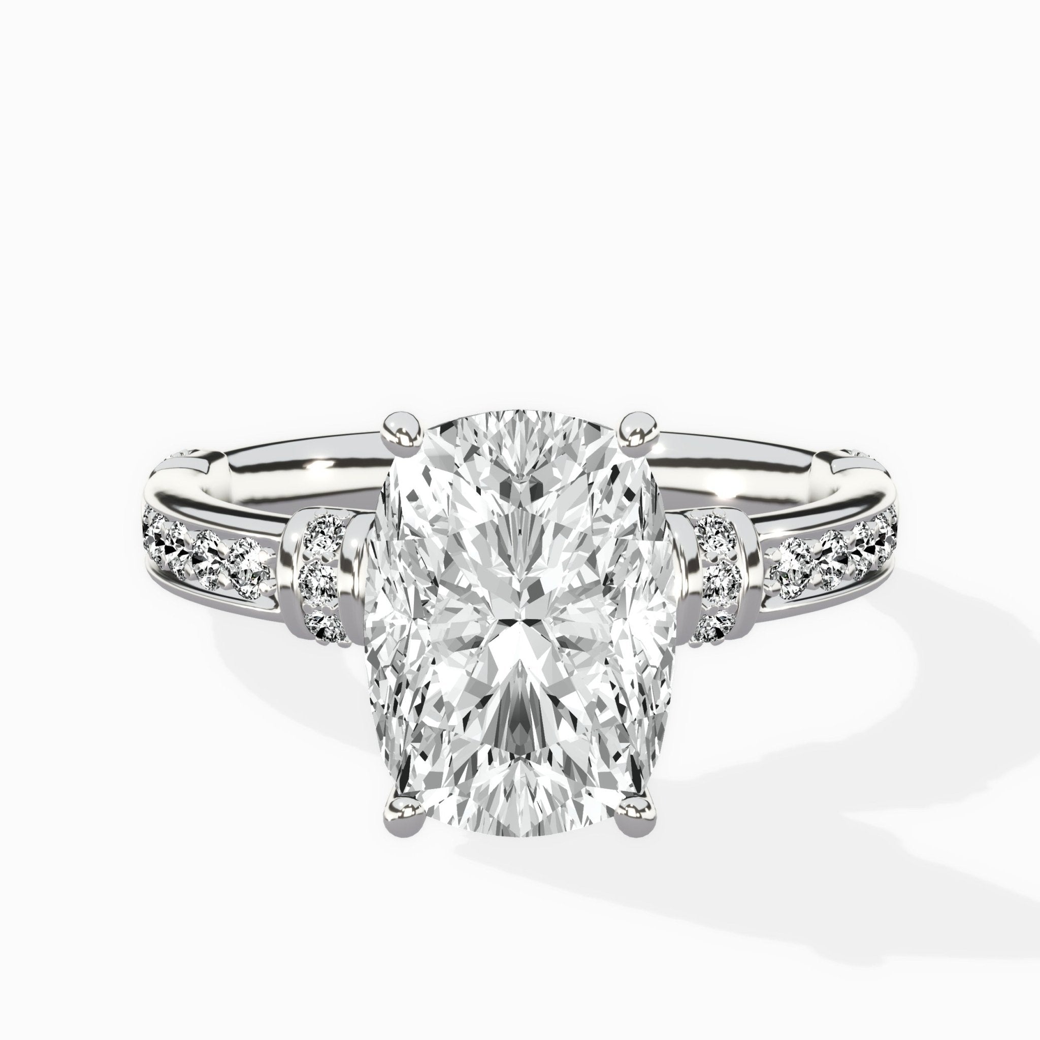 Detailed Band Hidden Halo Solitaire Ring Engagement Ring - The Better Diamonds