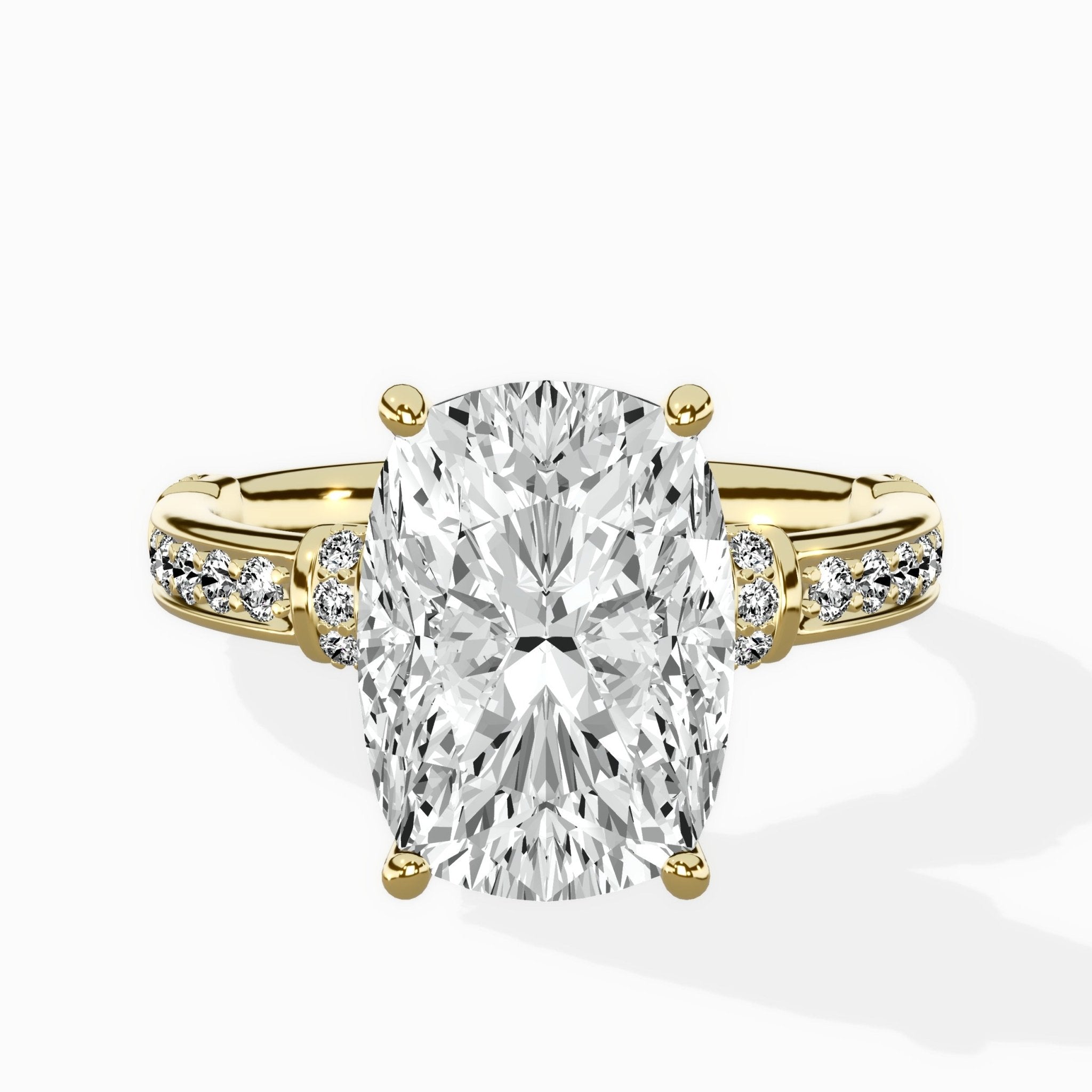 Detailed Band Hidden Halo Solitaire Ring Engagement Ring - The Better Diamonds