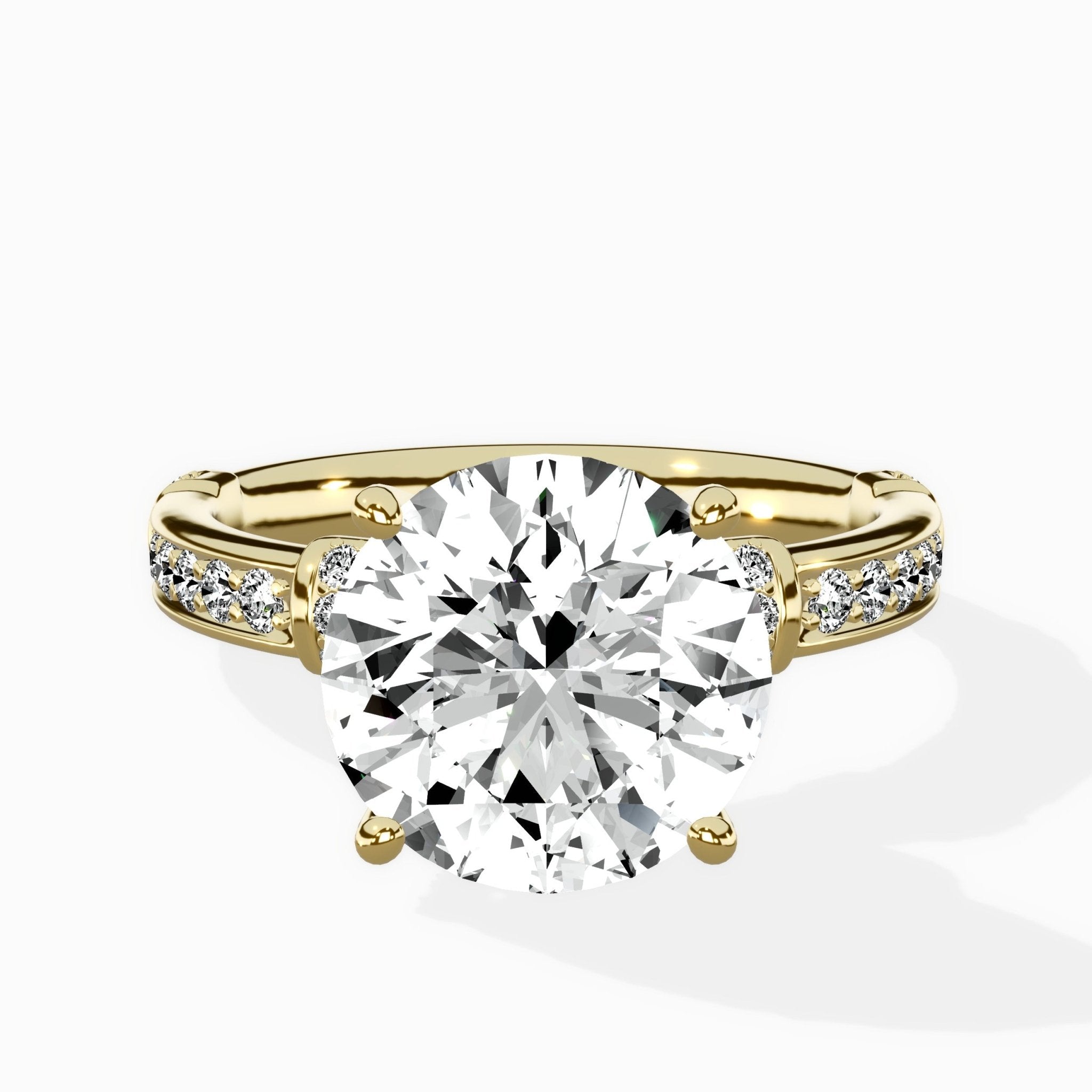 Detailed Band Hidden Halo Solitaire Ring Engagement Ring - The Better Diamonds
