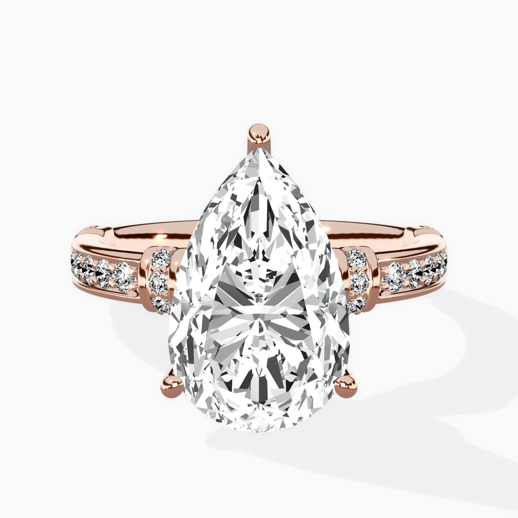 Detailed Band Hidden Halo Solitaire Ring Engagement Ring - The Better Diamonds