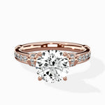 Detailed Band Hidden Halo Solitaire Ring Engagement Ring - The Better Diamonds