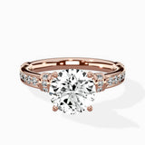 Detailed Band Hidden Halo Solitaire Ring Engagement Ring - The Better Diamonds