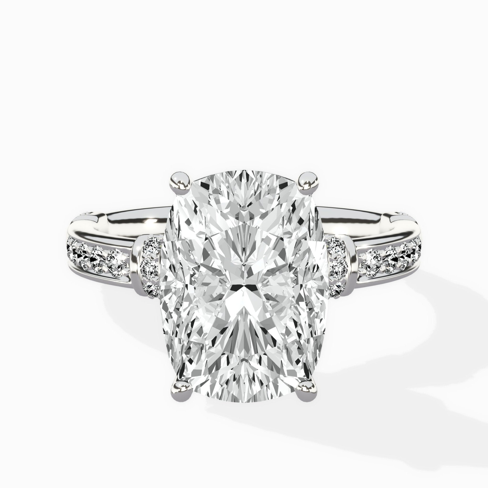 Detailed Band Hidden Halo Solitaire Ring Engagement Ring - The Better Diamonds