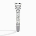 Detailed Band Hidden Halo Solitaire Ring Engagement Ring - The Better Diamonds